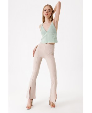 Pantaloni Slit Flare Leg - Biscuit