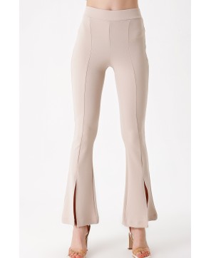 Pantaloni Slit Flare Leg - Biscuit