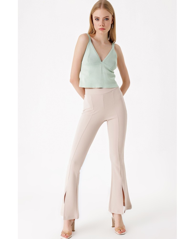 Pantaloni Slit Flare Leg - Biscuit