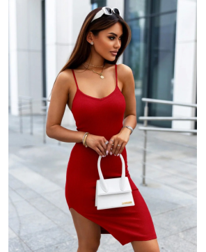 Rochie camisole scurtă roșie cu decolteu în V