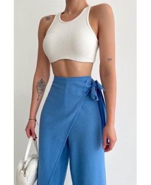 Pantaloni de in cu cravată laterală